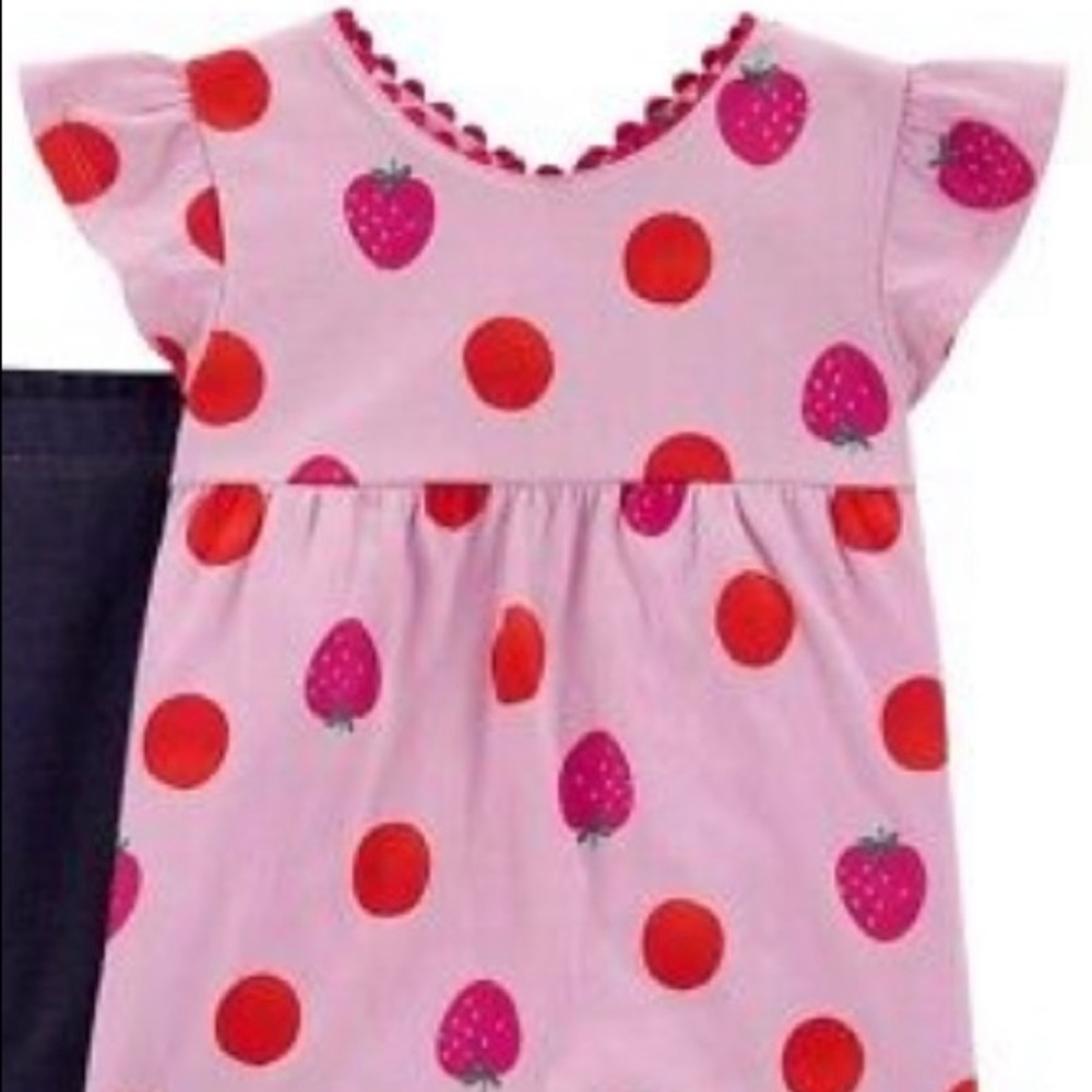 Free w/ $15 purchase Carter’s baby girl strawberry polka dot print top size 18M